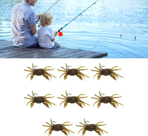 Miniatura 3 de Señuelos artificiales de cangrejo, 8 cebo suave con ganchos, cebo de cangrejo de 5.1 pulgadas, 1.2 onzas, simulación para entusiastas de la pesca