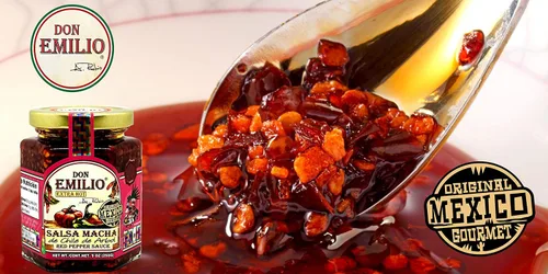 Miniatura 2 de Don Emilio Hot Chili Arbol Salsa Macha - Tarro prémium de 9 onzas Topping gourmet mexicano artesanal, aceite de chile de pimiento rojo crujiente