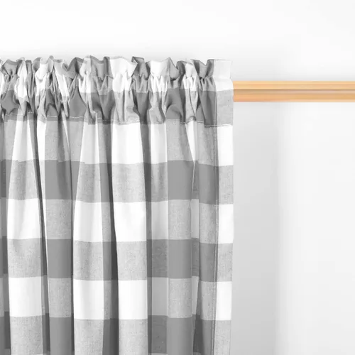 Miniatura 114 de Cenefas de cortina para ventana de 16 pulgadas de largo, 2 paneles de cuadros búfalo, cortinas pequeñas con bolsillo para barra, estilo clásico