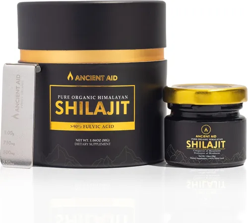 El Shilajit más potente: resina Shilajit orgánica 100% pura del Himalaya | 90% + ácido fúlvico 87+ minerales traza | Máxima resistencia para hombres