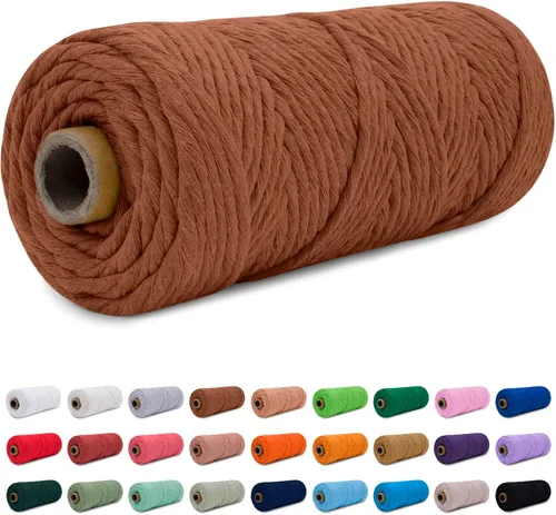 Miniatura 35 de CAMAL Cordón de macramé de 0.157 in x 109 yardas (328.1 ft), cuerda de algodón de color para tejer, manualidades, colgar en la pared, proyectos