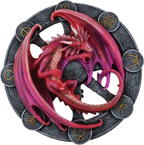 Miniatura 9 de Ebros Gift Wicca Neo Paganism Sabbats Rueda del Año Fantasía Dragón con Símbolos Sagrados Decoración de Pared Escultura por Anne Stokes Dragons