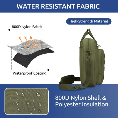 Miniatura 4 de Bolsa de Mensajero Táctica ZHIERNA, Maletín Táctico para Laptop de Alta Resistencia con MOLLE, Bolso de Hombro para Hombre (Incluye Parche)