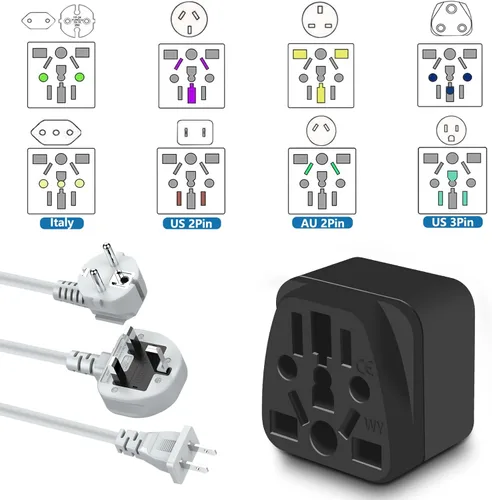 Miniatura 2 de Adaptador de enchufe de Reino Unido a EE. UU., adaptador de enchufe europeo a americano UE, Reino Unido, CN, AU, JP a Estados Unidos (tipo B)