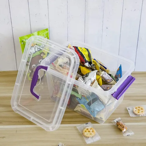 Miniatura 7 de Caja de almacenamiento de plástico de 6 cuartos de galón con tapas y asas, 6 paquetes