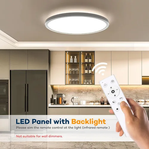 Miniatura 5 de BLNAN Lámpara de techo LED regulable con control remoto, 12 pulgadas, 3000 K-6500 K, color de luz ajustable, moderna lámpara de techo ultrafina