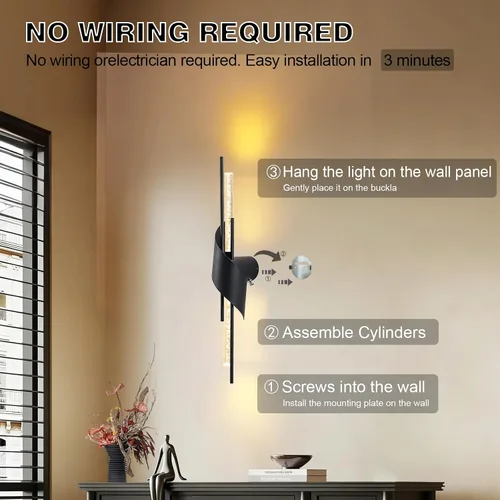 Miniatura 7 de camuucci Battery Operated Wall Sconces Set of Two,Modern Wireless Wall Lights,LED Rechargeable 20000mAh Not Hardwired Remote Control Dimmable Wall