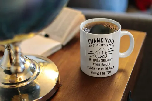 Miniatura 5 de DQG CVT Taza de café divertida con texto en inglés «Best Dad Mug – Thank You for Being My Father – Día del Padre para papá y esposo, ideas únicas
