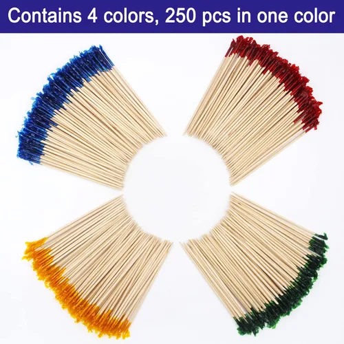 Miniatura 6 de BLUE TOP Palillos de dientes de madera con volantes de 4 pulgadas, paquete de 1000 palillos de dientes decorativos de madera, palillos de dientes