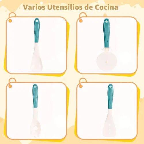 Miniatura 8 de 56 piezas de mini accesorios de cocina para niños, juego de cocina de simulación con utensilios de cocina, vajilla y 2 juegos de frutas, regalo