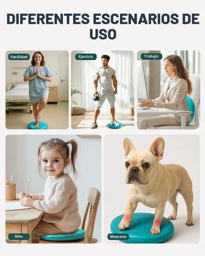 Miniatura 7 de Trideer Disco de equilibrio de núcleo con cojín oscilante, asiento flexible para aula primaria, asiento para meneo para niños sensoriales, 13.4 in