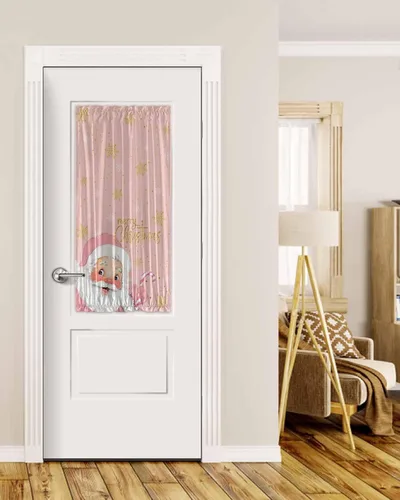 Miniatura 37 de Cortinas de puerta francesa de Navidad para ventana de puerta, panel de cortina con bolsillo para barra con alzapaños para luz lateral delantera