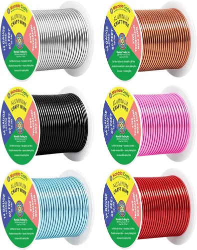 Miniatura 386 de Mandala Crafts - Alambre de aluminio anodizado de 8 calibre para hacer joyas - 9.75 m de alambre flexible negro colorido - Flexible para bonsái