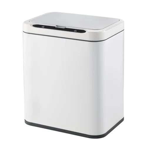 ELPHECO Basurero de acero inoxidable para oficina, con sensor de movimiento, sin contacto, cubo de basura inteligente automático para cocina, Blanco