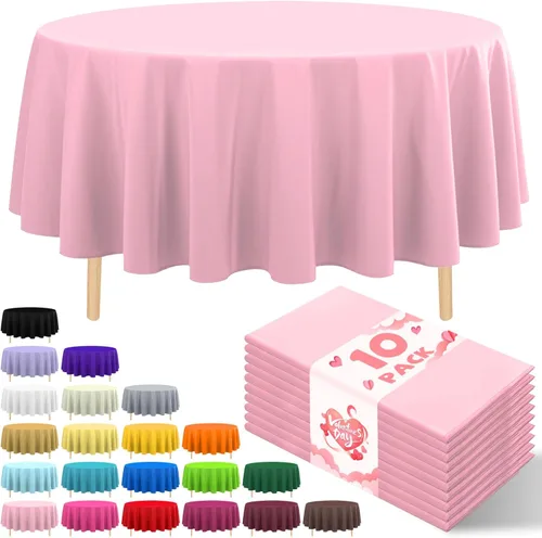 Miniatura 36 de Paquete de 10 manteles desechables de plástico premium de 54 x 108 pulgadas, mantel rectangular para mesa, para cumpleaños, bodas, Navidad, Beige