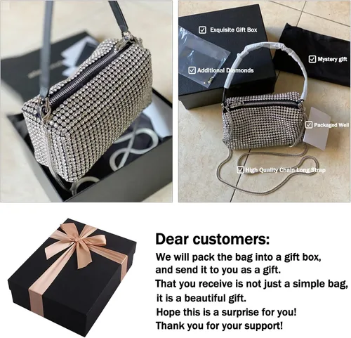 Miniatura 7 de VODIU Bolso bandolera de lujo con purpurina para mujer bolso de mano bolso de noche bolso de mano bolso de fiesta baile