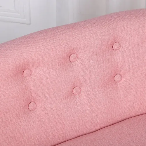 Miniatura 7 de Qaba Sofá para Niños de 2 Asientos, Sofá Sillón para Niños Pequeños, Tela Similar al Lino y Marco de Madera Silla Sofá para Edades 3-7, Asiento