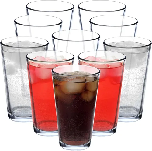 Miniatura 24 de DISCOUNT PROMOS Juego de 10 vasos de cerveza de 16 onzas, paquete a granel, cristalería resistente para restaurantes, base gruesa y paredes, En