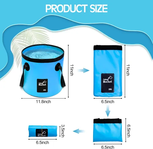 Miniatura 2 de Tessco for you Cubo plegable de 8 piezas con asa, cubo plegable de 5 galones, lavabo portátil de 20 L, contenedor de agua de campamento