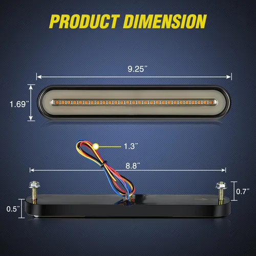 Miniatura 2 de Nilight Barra de luz trasera para remolque con señales de giro, parada y marcha atrás 3 en 1, luces de freno 2 paquetes, 9 pulgadas, 100 LED rojo