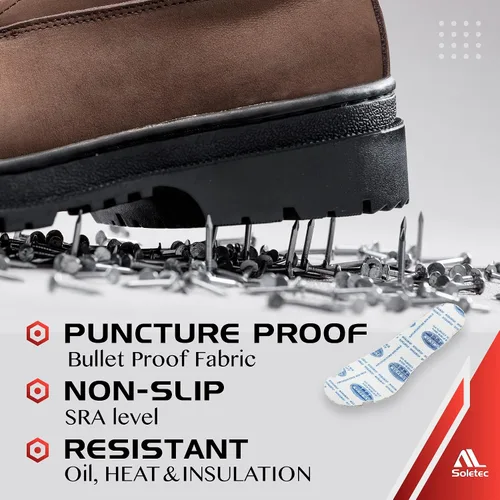 Miniatura 4 de Soletec Zapatos de trabajo industriales de seguridad con punta de acero, cuero nobuck auténtico, antideslizante, plantilla a prueba de balas