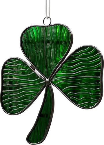 KY&BOSAM Ventanas de trébol irlandés para colgar, paneles de vitrales hechos a mano, atrapasoles de trébol, colgantes de Tiffany, adornos para