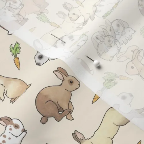 Miniatura 5 de Spoonflower Tela – Conejos conejo mascota zanahoria lindo animal impreso en tela de gasa cuarto gordo – costura moda vestidos decoración del hogar