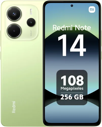 XIAOMI Redmi Note 14 4G LTE (para Tmobile Mint Tello Global) (256 GB + 8 GB) 6.67 pulgadas 120Hz 108MP Cámara AI Versión Global Dual Sim (verde