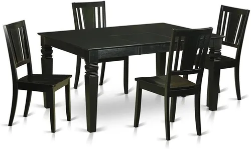 Miniatura 9 de East West Furniture WEDU6D-BLK-LC - Juego de comedor de 6 piezas que contiene una mesa de comedor rectangular con hoja de mariposa y 4 sillas