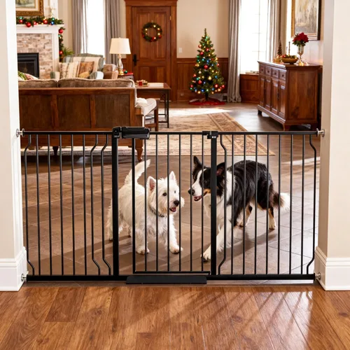 Miniatura 11 de Puertas de bebé extra anchas para puertas 52.76"-62.20" Puerta de bebé extra ancha Puerta para perros Montada a presión Sin perforación con paso