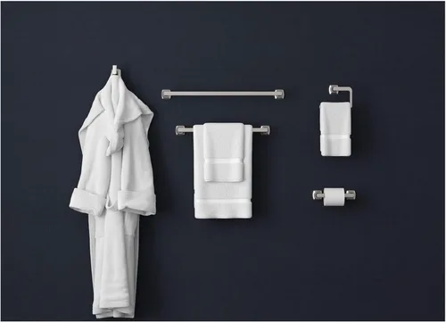 Miniatura 2 de Pfister Vaneri BTBVRI1GS - Toallero de baño para baño, 18 pulgadas, montaje en pared, atornillado, acabado de níquel cepillado, defensa antimanchas