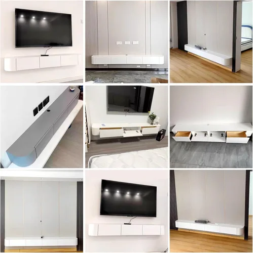 Miniatura 5 de Mueble para TV de pared con almacenamiento, color gris, 55.1 in