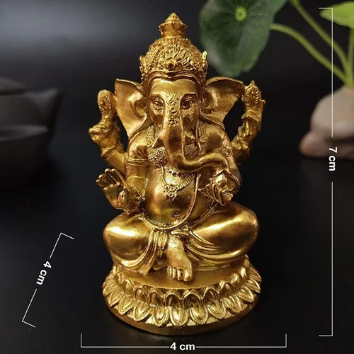 Miniatura 5 de Estatuas Doradas del Señor Ganesha - Estatua del Dios Elefante Hindú Escultura de Resina Figurilla India de Ganesh Buda Ornamentos de Decoración