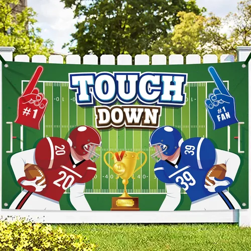 KatchOn Fondo de fútbol extragrande de 72 x 44 pulgadas, pancarta de touchdown para decoraciones de fiesta de cumpleaños de fútbol americano