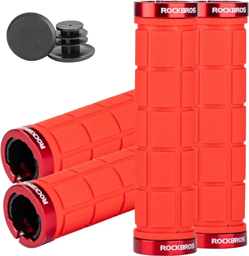 Miniatura 9 de ROCKBROS 4 empuñaduras para manillar de bicicleta, doble bloqueo, cómodo, antideslizante para montaña, BMX, scooter, crucero de playa y bicicletas