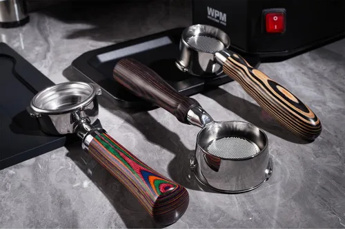 Miniatura 5 de IKAPE Portafiltro de 2.008 in sin fondo, 2 orejas de café sin fondo con cesta de filtro, fabricado en madera natural, compatible con máquina de café
