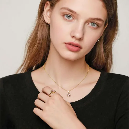 Miniatura 2 de Anillos de collar antiestrés para mujer, trébol de cuatro hojas, artículos para aliviar la ansiedad para mujeres, anillo giratorio de acero