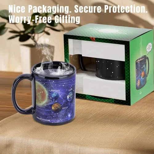 Miniatura 7 de Antner Taza de café con sistema solar que cambia de calor, taza de cerámica mágica sensible al calor, solo lavar a mano, regalos de astronomía