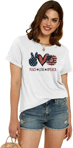 Miniatura 3 de Cicy Bell Camisetas de verano con estampado de corazón para mujer, estilo casual, manga corta, cuello redondo