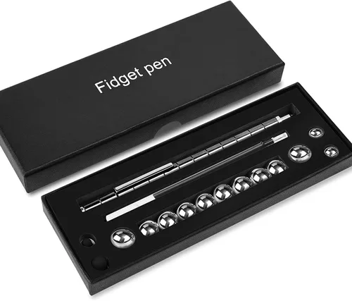 Miniatura 6 de Bolígrafo magnético de juguete antiestrés - Regalo de descompresión para niños y adolescentes, edades 8-12 años Negro