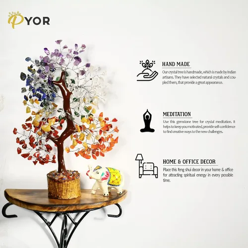 Miniatura 2 de PYOR Árbol bonsái de cristal de 7 chakras, 10-12 pulgadas, rojo, amatista, lapislázuli, cornalina, cuarzo transparente, aventurina amarilla