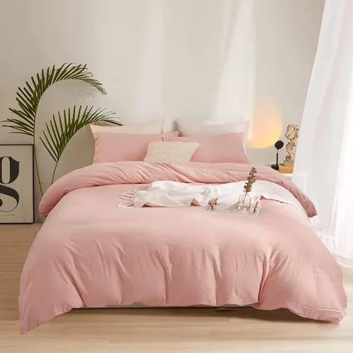 Miniatura 9 de Wellboo Juegos de edredón azul claro tamaño individual, ropa de cama sólida azul polvoriento, edredones de algodón para niños y niñas, colchas