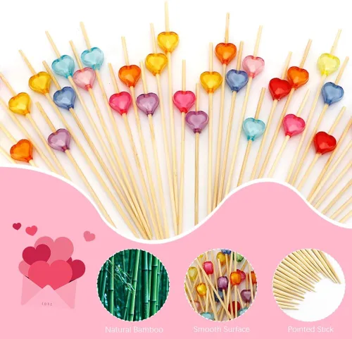 Miniatura 2 de 100 piezas de palillos de cóctel para bebidas, decoraciones de San Valentín, palillos de dientes elegantes para aperitivos, palillos de dientes