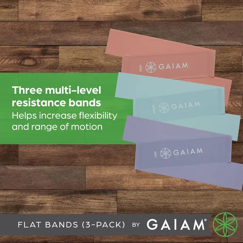 Miniatura 3 de Gaiam Juego de bandas de resistencia para restaurar la fuerza y la flexibilidad, 3 niveles de resistencia, bandas de entrenamiento de fuerza