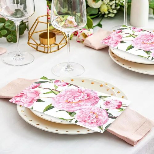 Miniatura 4 de 50 servilletas de papel desechables con diseño floral de primavera, toallas de mano para baño, boda, fiesta de cumpleaños, suministros de mesa