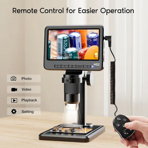 Miniatura 5 de Leipan Microscopio Digital LCD 1080P con Tarjeta SD de 32GB, Microscopio de Monedas con Pantalla IPS de 5 Pulgadas, Vista PC, Captura de Foto/Video