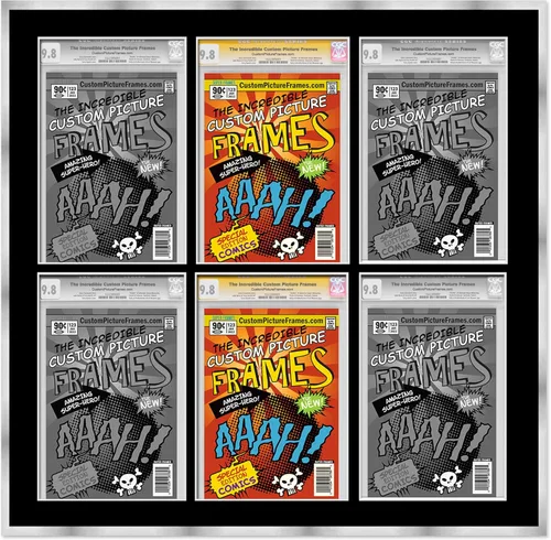 Miniatura 116 de Marco negro para cómics graduados Marco completo de cómics con paspartú de conservación negro y acrílico de grado UV Hecho para exhibir (6)