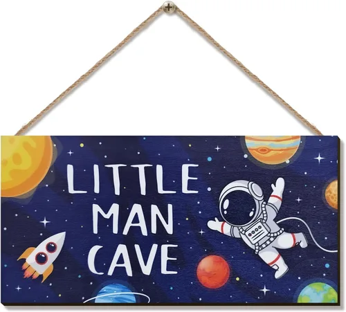 ZIEYOMI - Letrero de cueva de hombre pequeño, decoración de habitación de niños, decoración de habitación de niños con temática de astronauta,