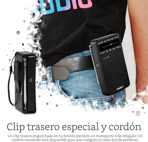 Miniatura 6 de PRUNUS J-166 - Radio portátil AM FM, Regalos para papá y mamá, Radio operada con pilas con luz de sintonización, clip trasero, excelente recepción