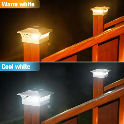 Miniatura 2 de VOLISUN - Faroles solares para poste: paquete de 2 luces para exteriores, para cubierta, con casquillo blanco, resistente al agua, 2 modos